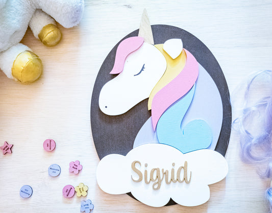 Personalized Unicorn Theme Sign For Girls Room, Little Girls Room Decor